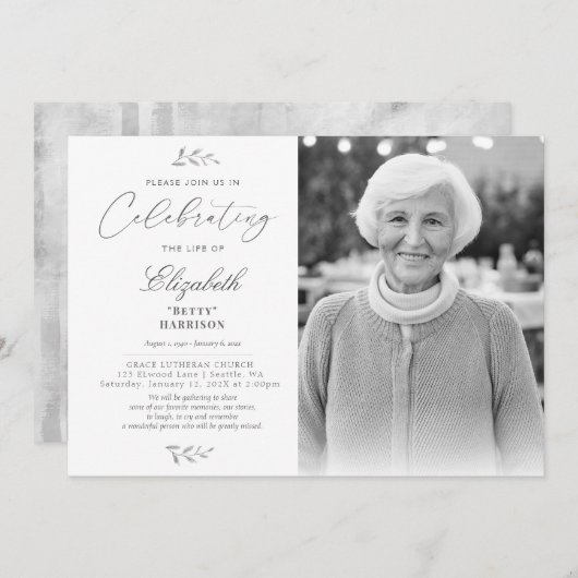 Elegant Fotoviering van het begrafenisherdenkingsp Kaart (Voorkant / Achterkant)