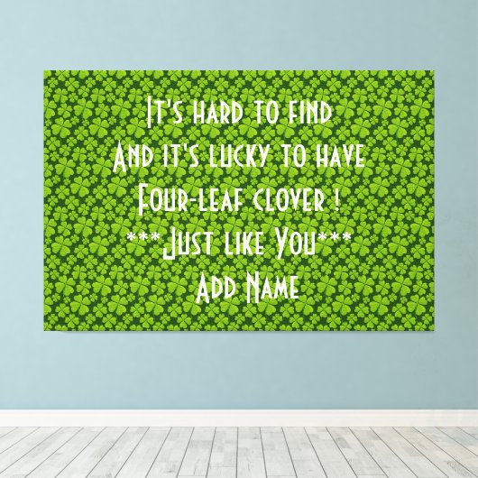 Elegant Four Leaf Clover Floral Canvas Afdruk (Insitu (Houten vloer))