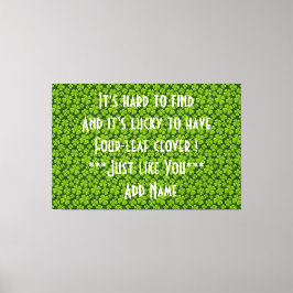 Elegant Four Leaf Clover Floral Canvas Afdruk