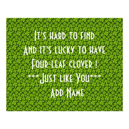 Elegant Four Leaf Clover Floral Foto Afdruk (Voorkant)