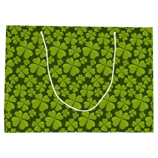 Elegant Four Leaf Clover Floral Groot Cadeauzakje (Achterkant)