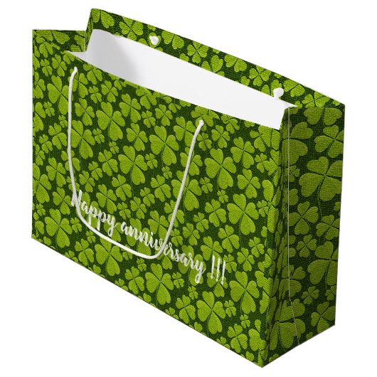 Elegant Four Leaf Clover Floral Groot Cadeauzakje (Voorkant Gekanteld)