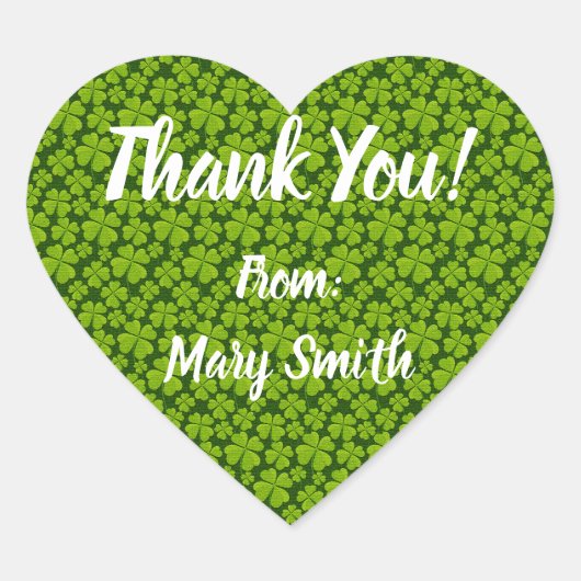 Elegant Four Leaf Clover Floral Hart Sticker (Voorkant)