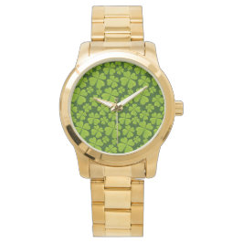 Elegant Four Leaf Clover Floral Horloge