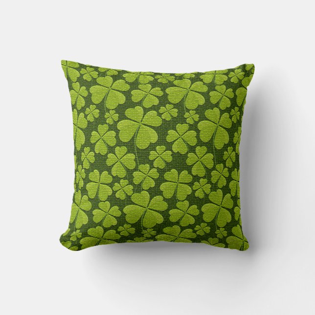Elegant Four Leaf Clover Floral Kussen (Voorkant)