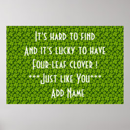 Elegant Four Leaf Clover Floral Poster