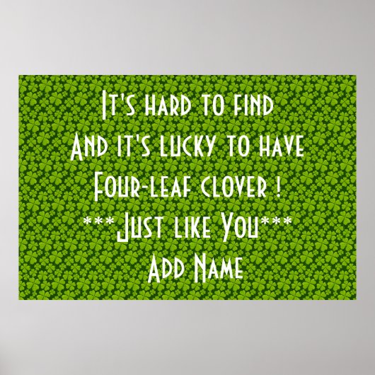 Elegant Four Leaf Clover Floral Poster (Voorkant)