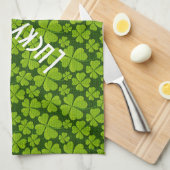 Elegant Four Leaf Clover Floral Theedoek (Quarter Fold)