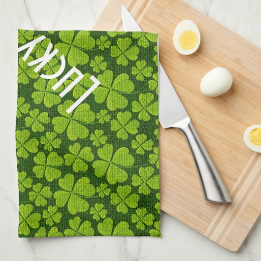 Elegant Four Leaf Clover Floral Theedoek (Quarter Fold)