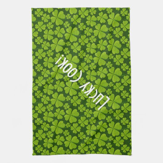 Elegant Four Leaf Clover Floral Theedoek (Verticaal)