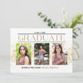 Elegant Four Photo Afstuderen Briefkaart (Staand voorkant)