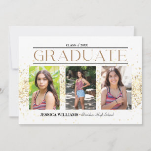 Elegant Four Photo Afstuderen Briefkaart