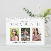 Elegant Four Photo Afstuderen Briefkaart (Staand voorkant)