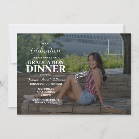 Elegant Four Photo Afstuderen Briefkaart (Achterkant)