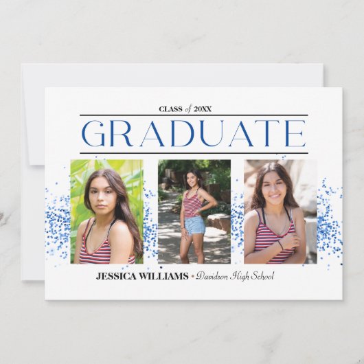 Elegant Four Photo Afstuderen Briefkaart (Voorkant)