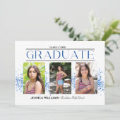 Elegant Four Photo Afstuderen Briefkaart (Staand voorkant)