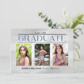Elegant Four Photo Afstuderen Briefkaart (Staand voorkant)
