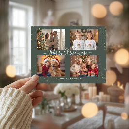Elegant Four Photo Christmas Card Feestdagenkaart