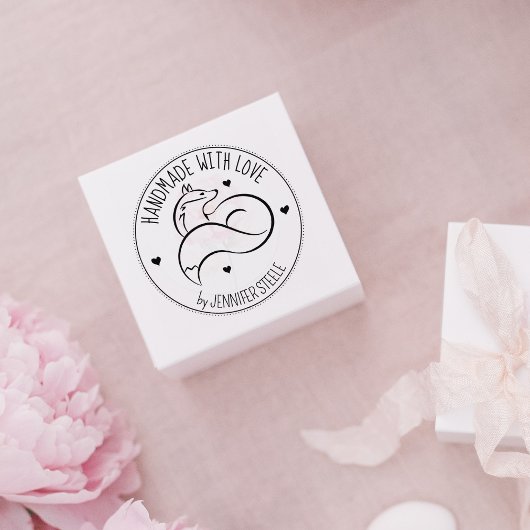 Elegant Fox, aangepast handgemaakt met liefde, Rubberstempel