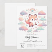 Elegant Fox Baby shower Kaart (Voorkant / Achterkant)