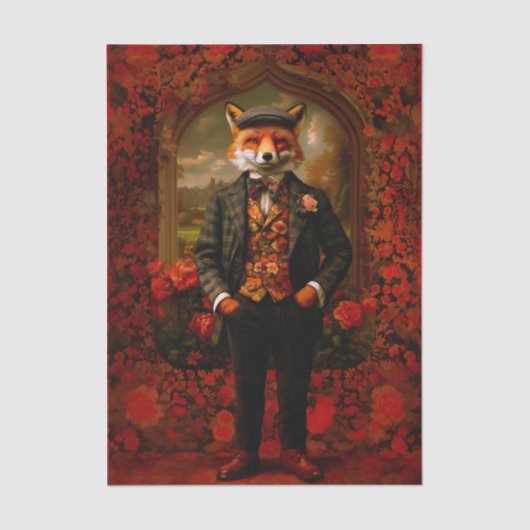 Elegant Fox Gentleman Portrait EW5 Decoupage Tissuepapier (Voorkant)