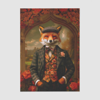 Elegant Fox Gentleman Portrait EW5Z Decoupage Tissuepapier