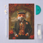 Elegant Fox Gentleman Portrait EW5Z Decoupage Tissuepapier (Craft)
