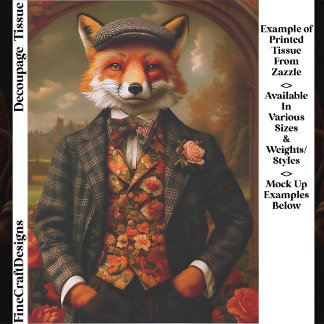 Elegant Fox Gentleman Portrait EW5ZZ Decoupage Tissuepapier