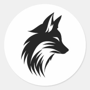 Elegant Fox Silhouet in zwart-wit Ronde Sticker
