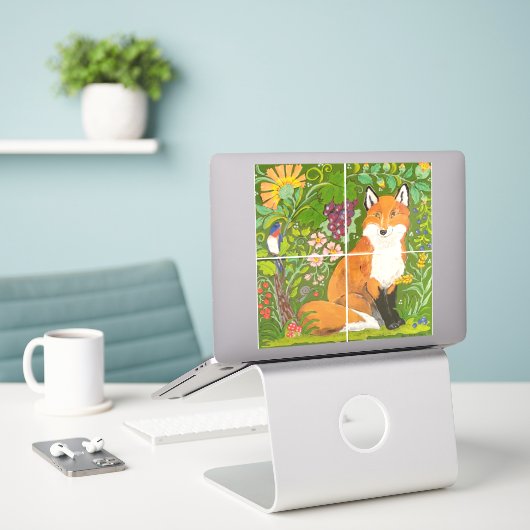 Elegant Fox Tegel Muurschildering voor 4" Tegels Sticker (Laptop op bureau)