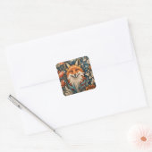 Elegant Fox William Morris geïnspireerd Floral Vierkante Sticker (Envelop)