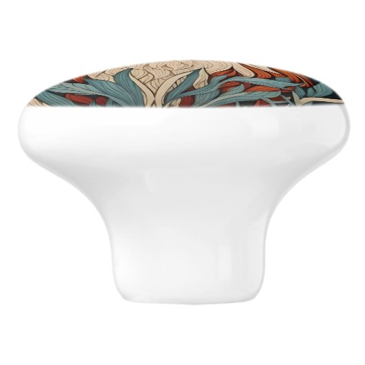 Elegant Fox William Morris Inspired Floral Keramische Knop (Zijkant)