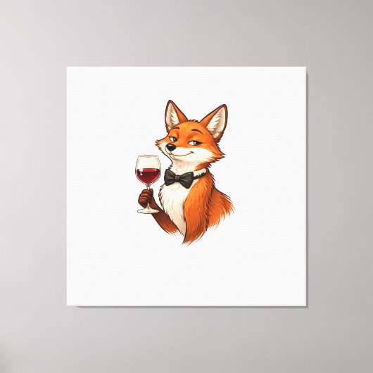 Elegant Fox with Wine Glass  Canvas Afdruk (Voorkant)