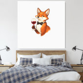 Elegant Fox with Wine Glass  Canvas Afdruk (Insitu (Slaapkamer))