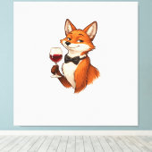 Elegant Fox with Wine Glass  Canvas Afdruk (Insitu (Houten vloer))