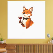 Elegant Fox with Wine Glass  Canvas Afdruk (Insitu (Woonkamer))