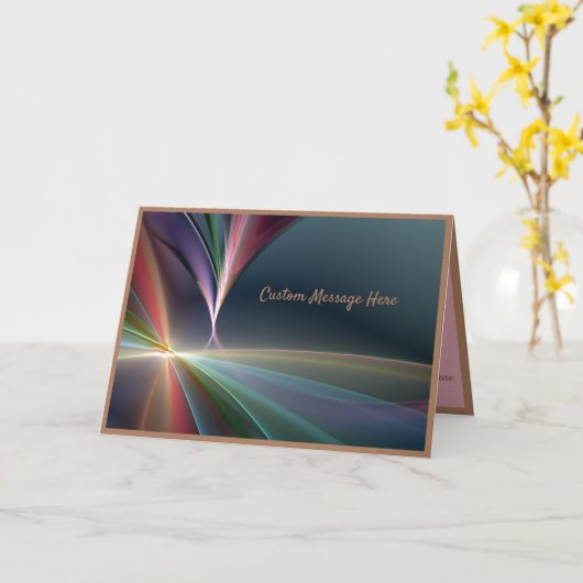 Elegant Fractal Pastel Regenboog Kleurontwerp Kaart (Gele Bloem)