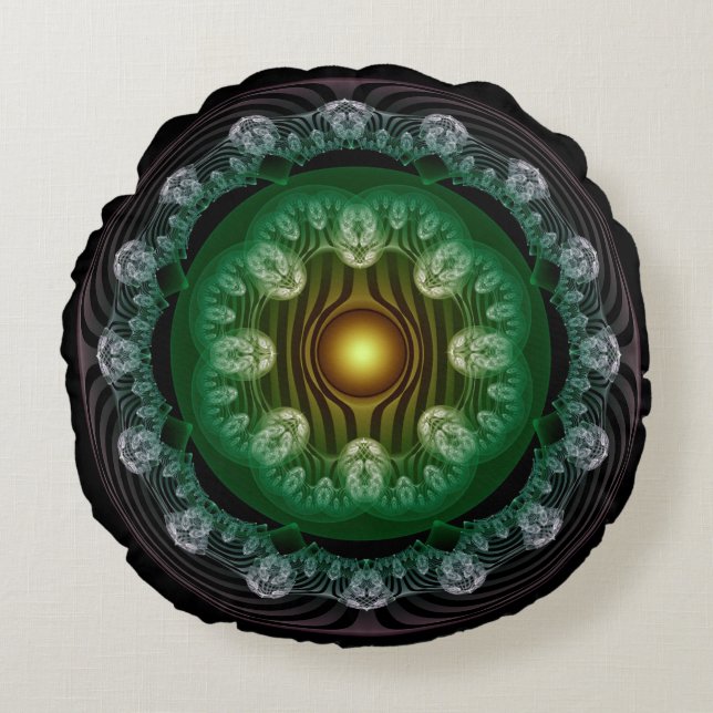 Elegant fractal  patroonkussen rond kussen (Voorkant)