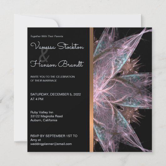 Elegant Fractal Wedding Invitation Kaart (Voorkant)