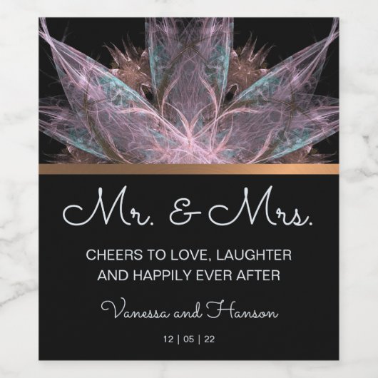 Elegant Fractal Wijn Etiket (Enkel label)