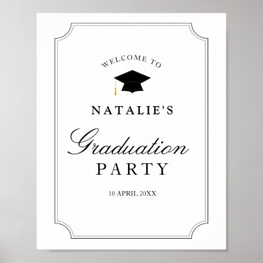 Elegant  fram graduparty welkomstbord poster (Voorkant)