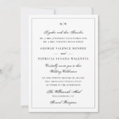 Elegant Frame Classic Monogram Black White Wedding Kaart (Voorkant)