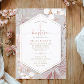 Elegant Frame Girl Baptism Flowery Watercolor Kaart