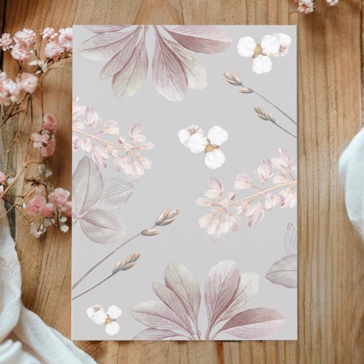 Elegant Frame Girl Baptism Flowery Watercolor Kaart