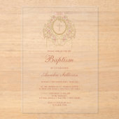 Elegant Frame Holy Cross Baptism Acryl Uitnodigingen (Voorkant)