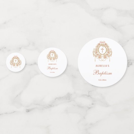 Elegant Frame Holy Cross Baptism Table Confetti (Achterkanten)