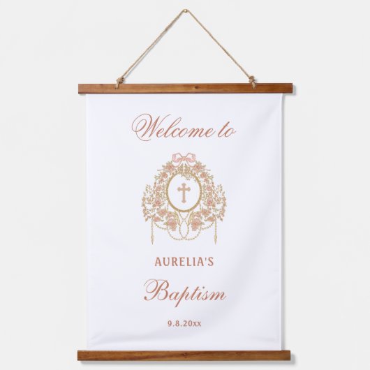 Elegant Frame Holy Cross Baptism Welcome Hangend Wandkleed (Voorkant)