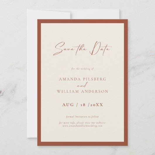Elegant Frame Modern Save The Date Card (Voorkant)