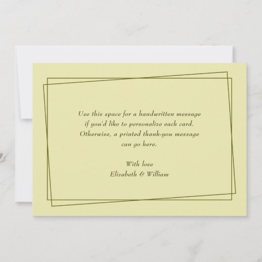 Elegant Frame on Celestial Yellow Monogram Wedding Bedankkaart (Achterkant)