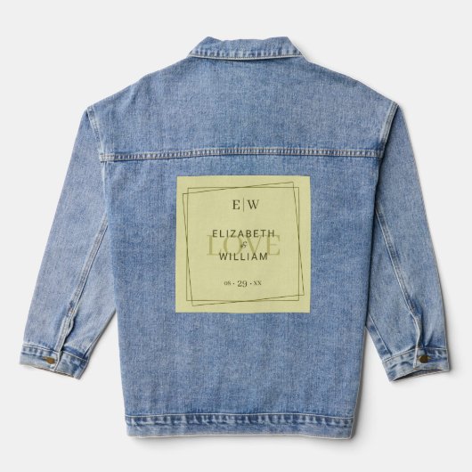 Elegant Frame on Celestial Yellow Monogram Wedding Denim Jacket (Achterkant)
